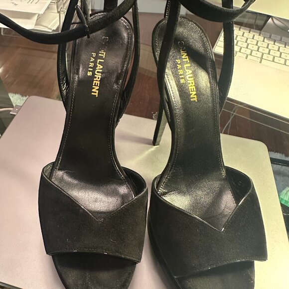 YSL Black Suede 6" heels - Ankle strap - Picture 1 of 5